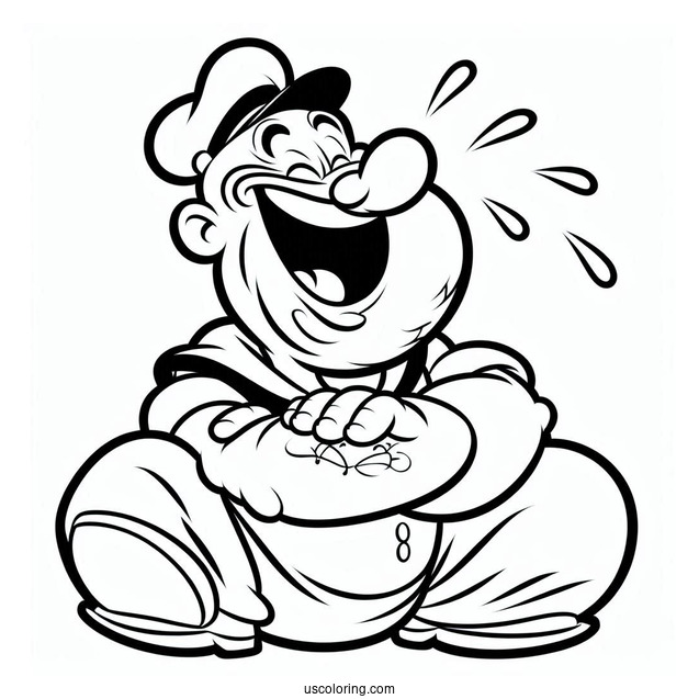 Popeye Coloring Page Of Bluto Laughing Outline For Preschoolers