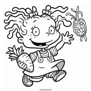 Rugrats Coloring Page Of Happy Angelika Pickles Waving