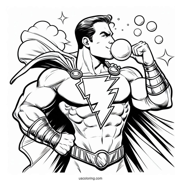 Shazam Blowing Bubblegum