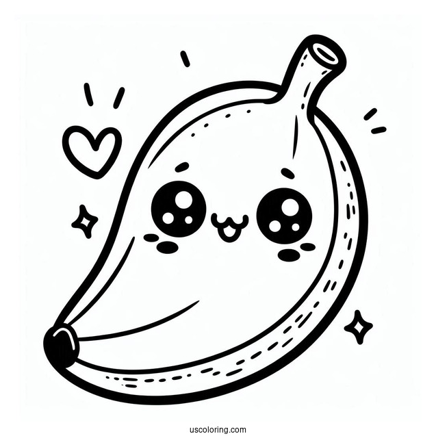 Cute Smiling Kawaii Banana Coloring