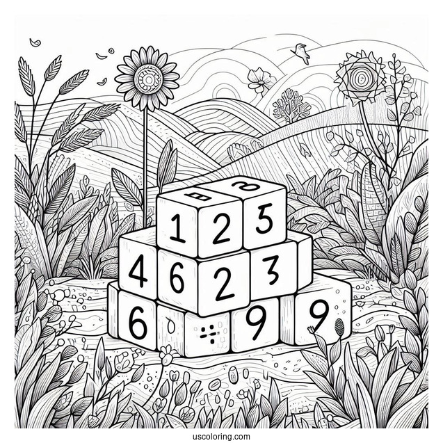 Numberblocks Coloring Page 1 to 10 Standing In Field