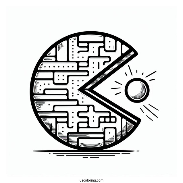 Retro Pac-Man Coloring Page Game View