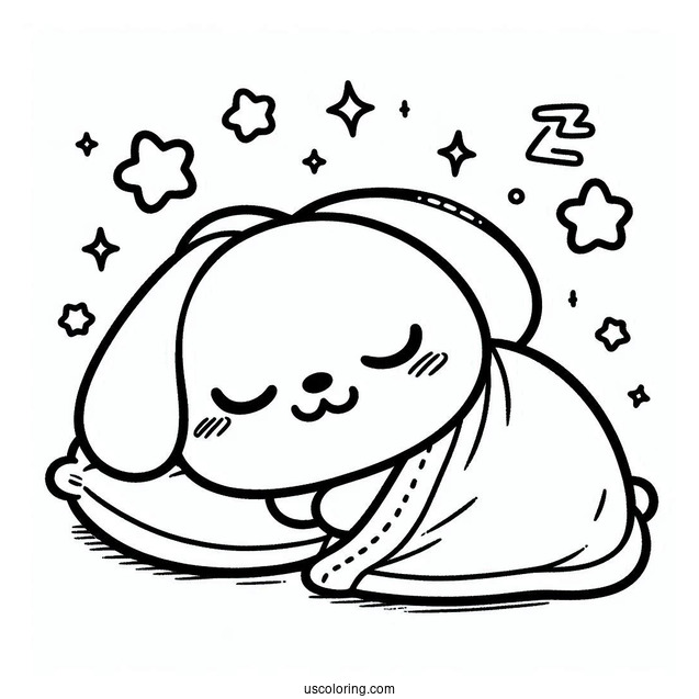 Easy Pochacco Coloring Page Sleeping