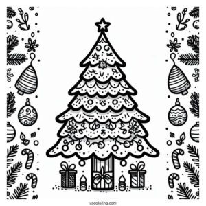 Easy To Color Christmas Tree For Kids