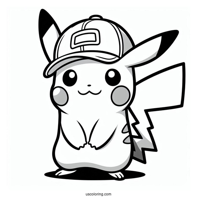 Coloring Sheet Of Pikachu Wearing Cap