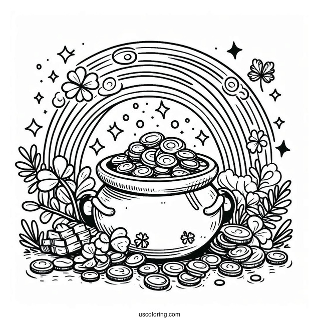 Simple Pot Of Gold At End Of The Rainbow For Kids