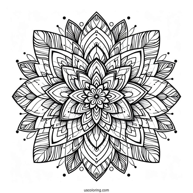 Multi Layered Flower Mandala Coloring Page
