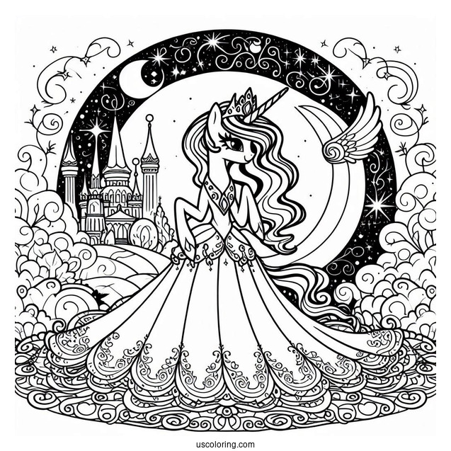 Princess Celestia Coloring Page And Princess Luna In Dresses