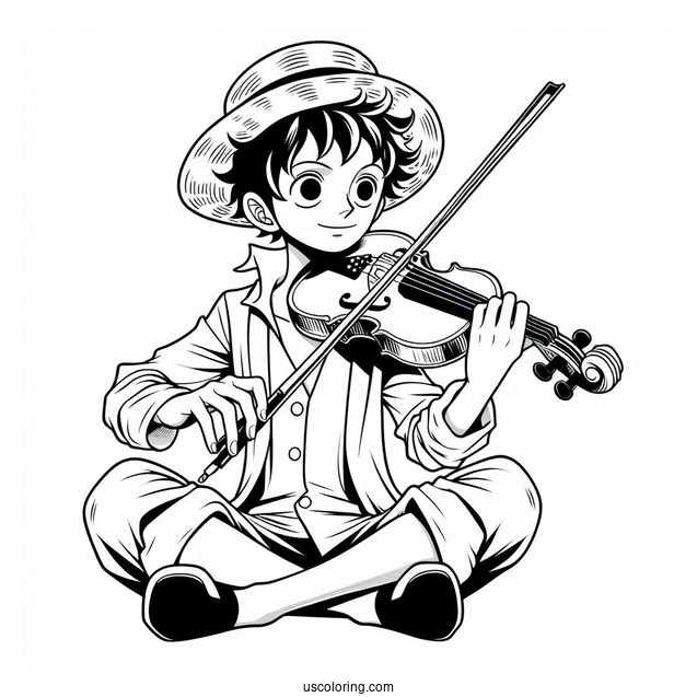 One Piece Coloring Page Of Brook Playing Violin