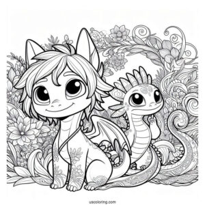 Raya And The Last Dragon Coloring Page Of Cute Raya And Sisu Back To Back