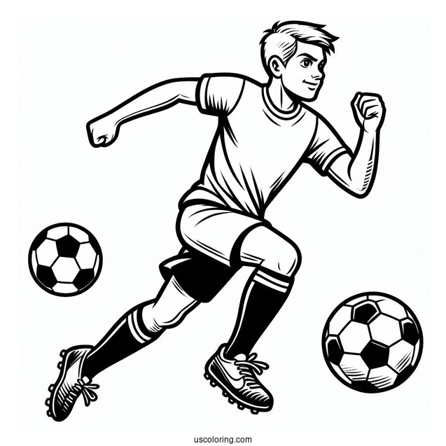 Soccer Coloring Page Running With Soccer Ball