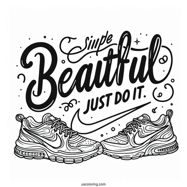Just Do It Slogan Surrounded By Shoes Nike Coloring Page