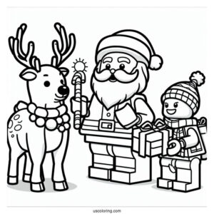 Lego Santa And Reindeer To Color
