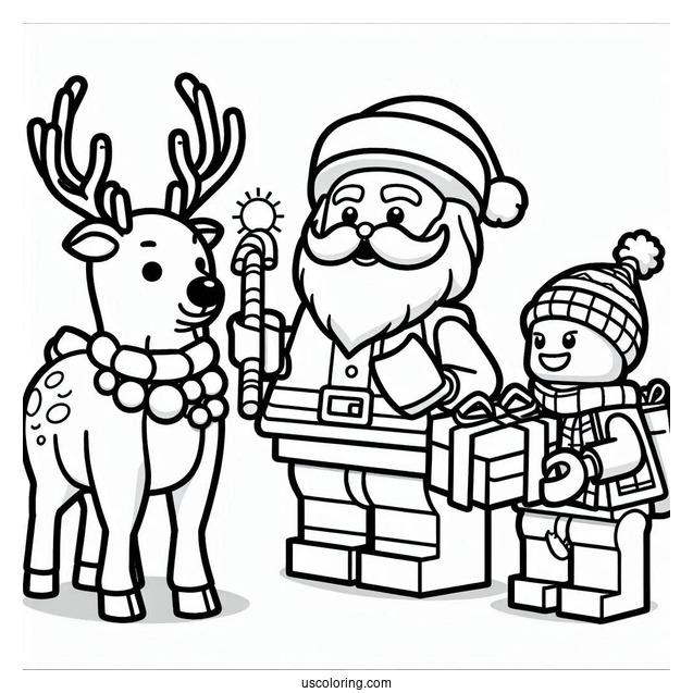 Lego Santa And Reindeer To Color