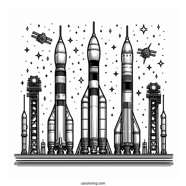 Simple Outline Of Soyuz Rocket To Color