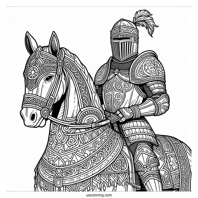 Medieval Knight Coloring Page For Kids