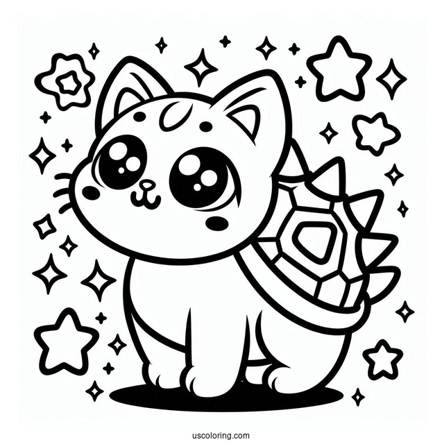 Cat Meowser Coloring Page