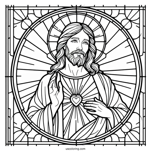 Jesus Stained Glass Coloring Sheet