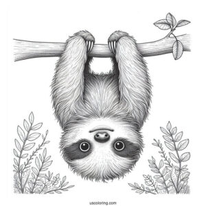 Cute Baby Sloth Hanging Upside Down