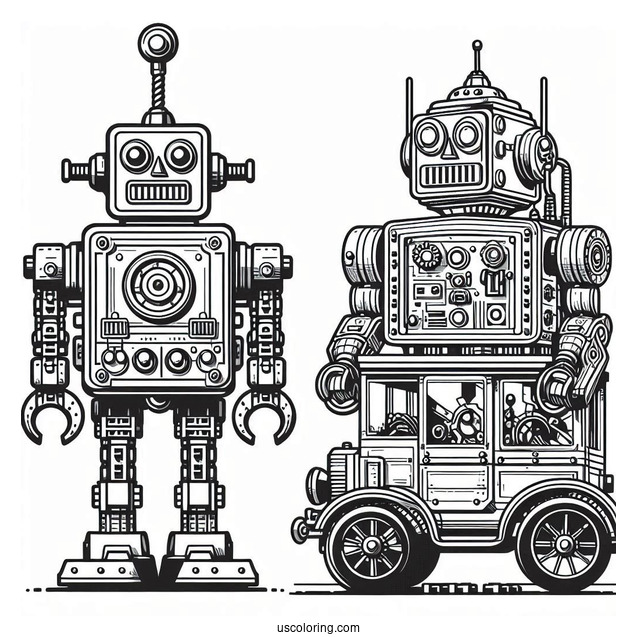Vintage Lego Robot Coloring Picture