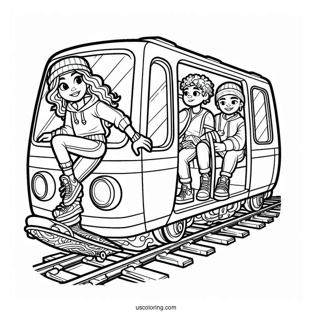 Subway Surfers Coloring Page On The Edge Of A Train