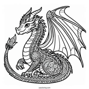 Coloring Page Of a Dragon For Toddlers