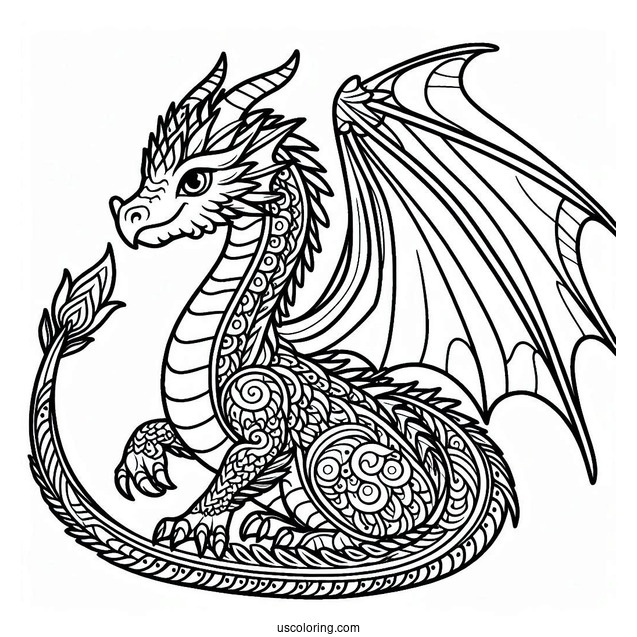Coloring Page Of a Dragon For Toddlers
