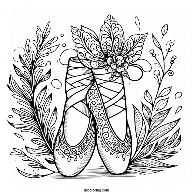Ballerina Dance Shoes Coloring Sheet