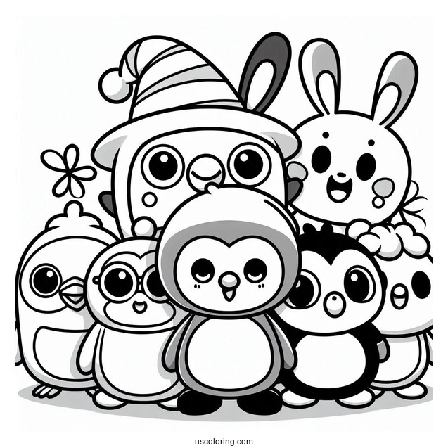 Pororo Coloring Page Of Petty, Crong, Harry, Tongtong, Eddy, Poby, Rody, And Loopy
