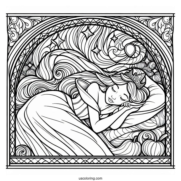 Sleeping Beauty Coloring Page Of Aurora Stained Glass