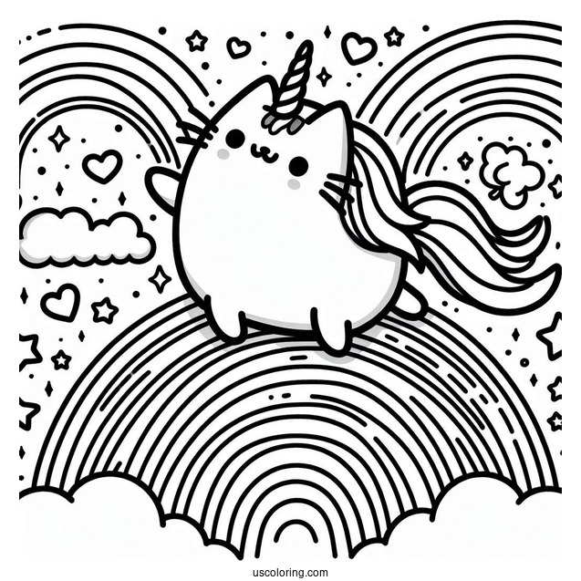 Unicorn Pusheen Cat Jumping Over Rainbow
