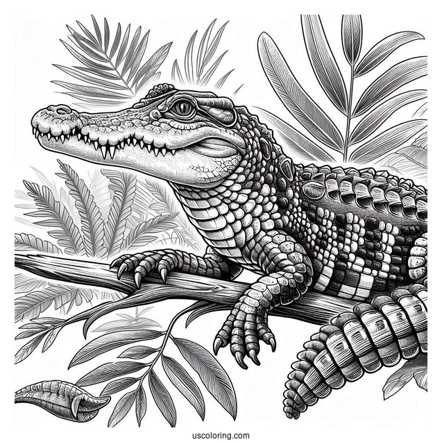 Realistic American Crocodile Coloring Page