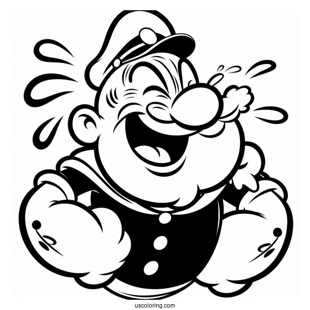 Popeye Coloring Page Of Bluto Laughing Outline For Preschoolers