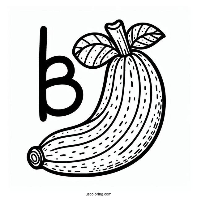 B For Banana Coloring Page For Preschoolers