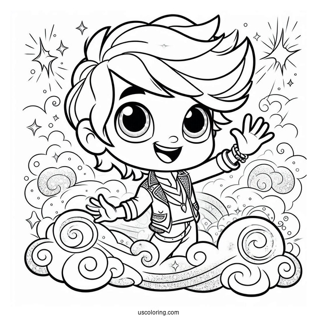 Shimmer And Shine Coloring Page Of Zac Waving From A Cloud
