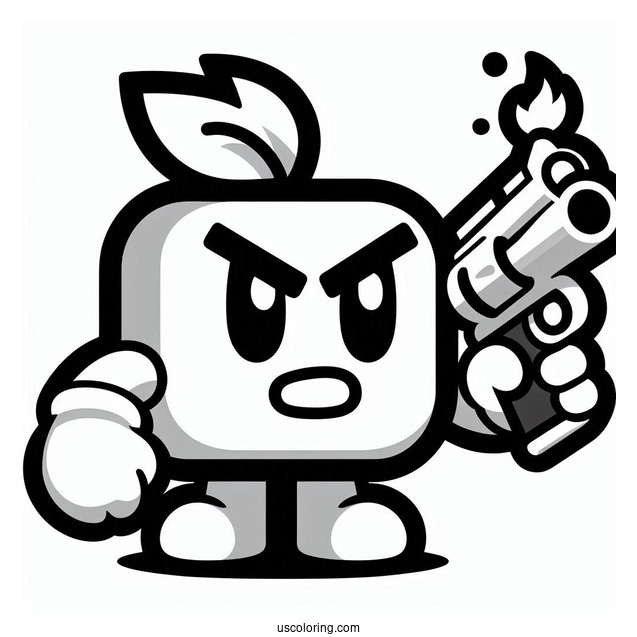 Brawl Stars Coloring Page Of Angry 8 Bit Holding Up Gun