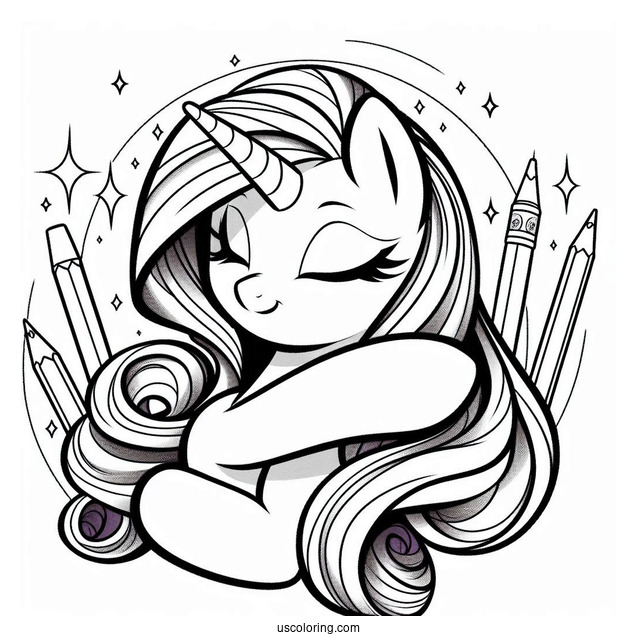 Rarity Coloring Page Hugging Twilight Sparkle