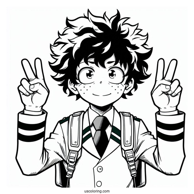 Deku Coloring Page Izuku Midoriya With His Hand Out