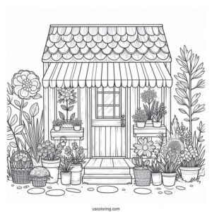 Spring Coloring Page Flower Shop
