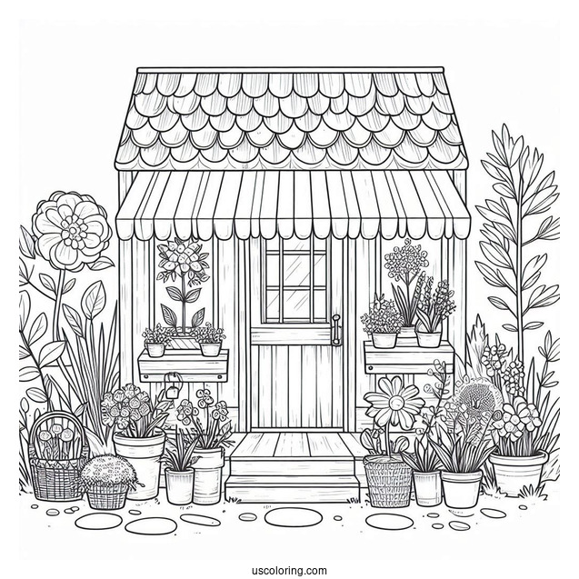 Spring Coloring Page Flower Shop