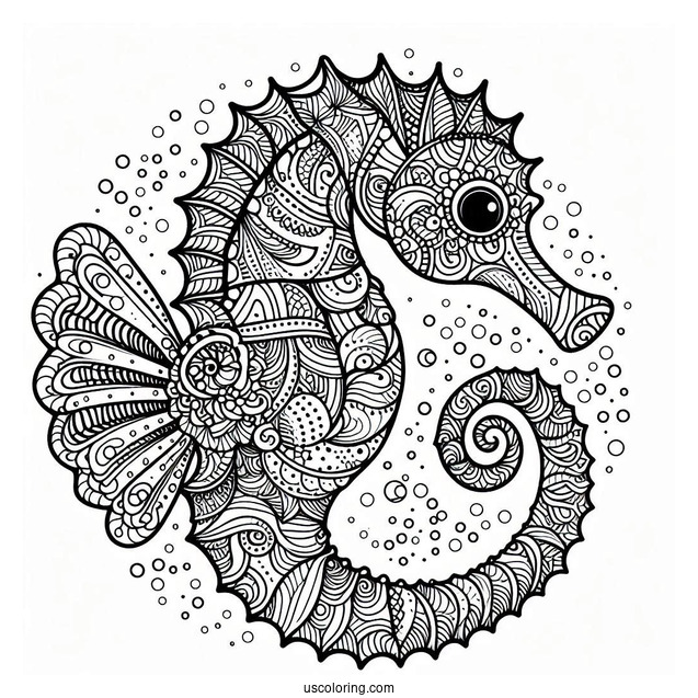 Mandala Seahorse To Color For Adults