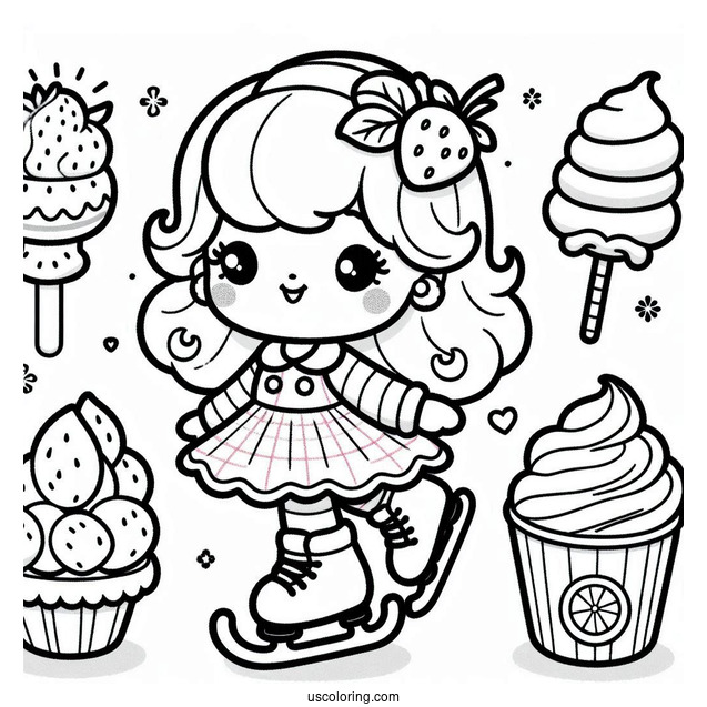 Strawberry Shortcake Coloring Page of Lemon Meringue Ice Skating