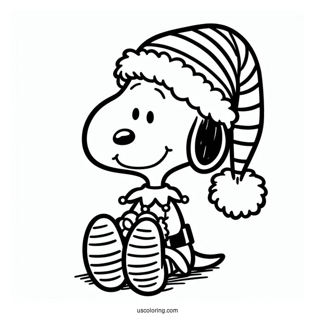 Snoopy Elf Coloring Sheet