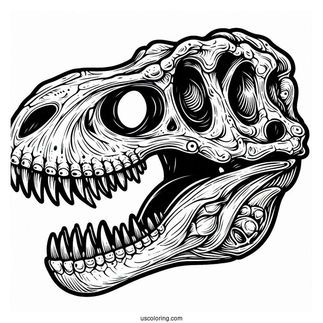 T-Rex Skull Coloring Page For Students