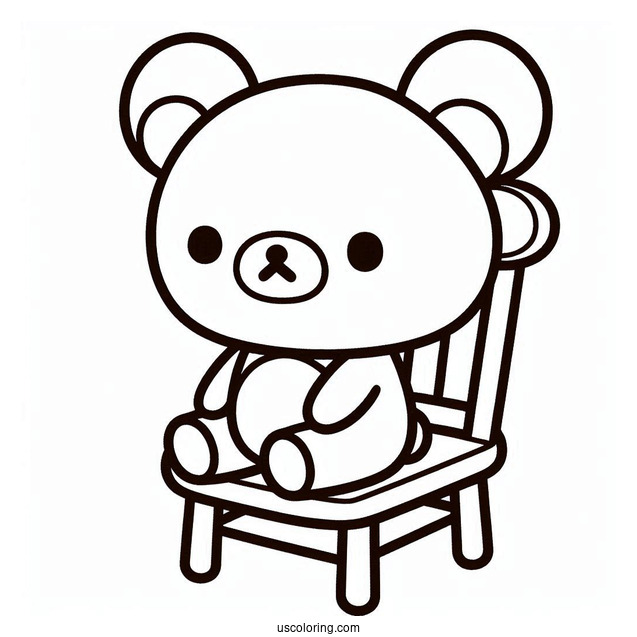 Rilakkuma Coloring Page Of Easy Chairoikoguma Sitting On The Floor Outline Coloring Page For Preschoolers