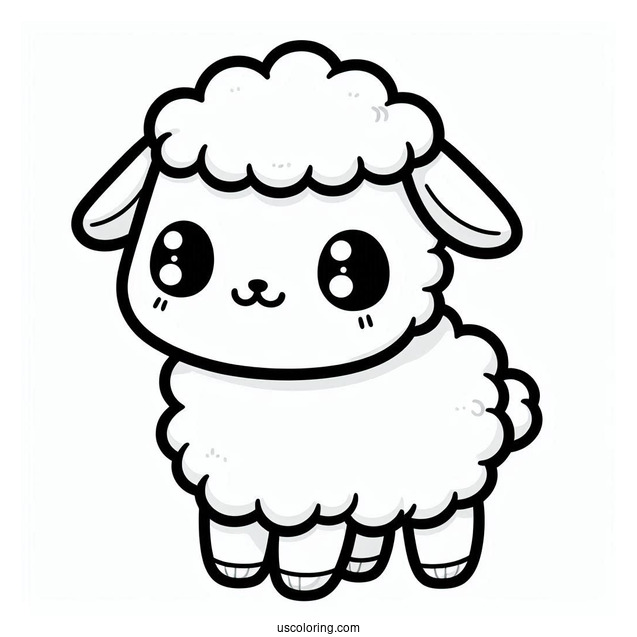 Kawaii Baby Sheep Coloring For Preschoolers