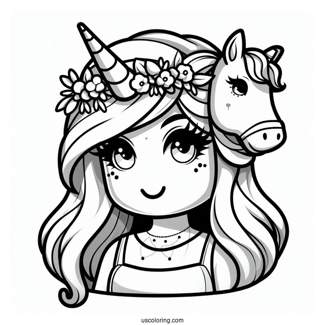 Roblox Girl Skin With Baby Unicorn Coloring Page