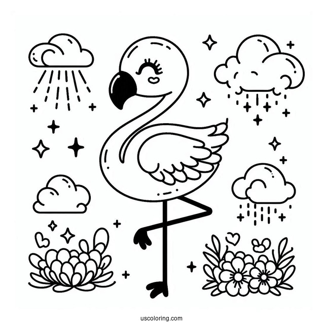 Kawaii Themed Flamingo