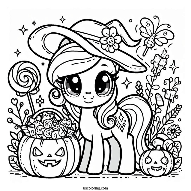 Trick-or-Treat My Little Pony Coloring Sheet