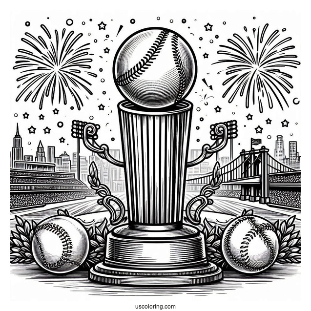 Baseball Coloring Page Of Champions Trophy Celebration